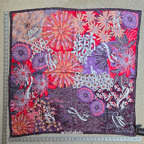 NWT Silk Twill Scarf Hand-Rolled Pineda Covalin Herbalist Flowers - Picture 16 of 16
